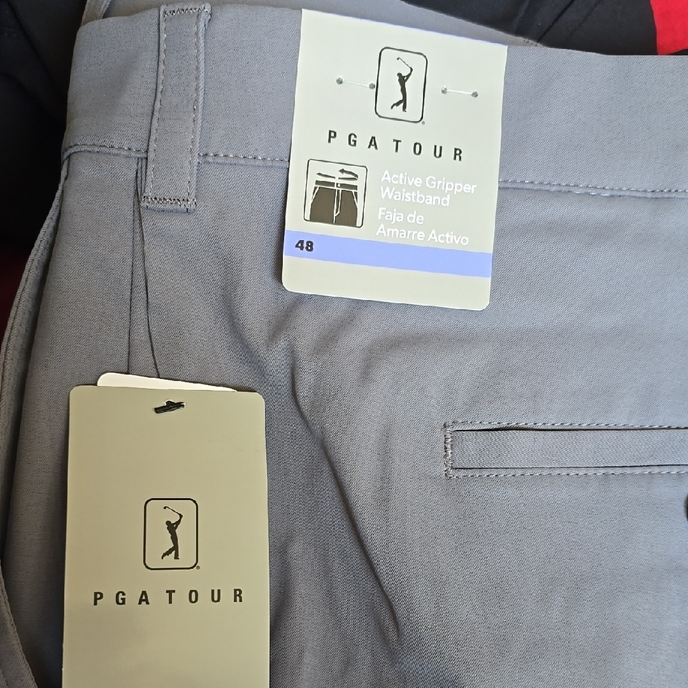PGA Tour Gray 48 waist Flat Front Shorts Lightweight NWT